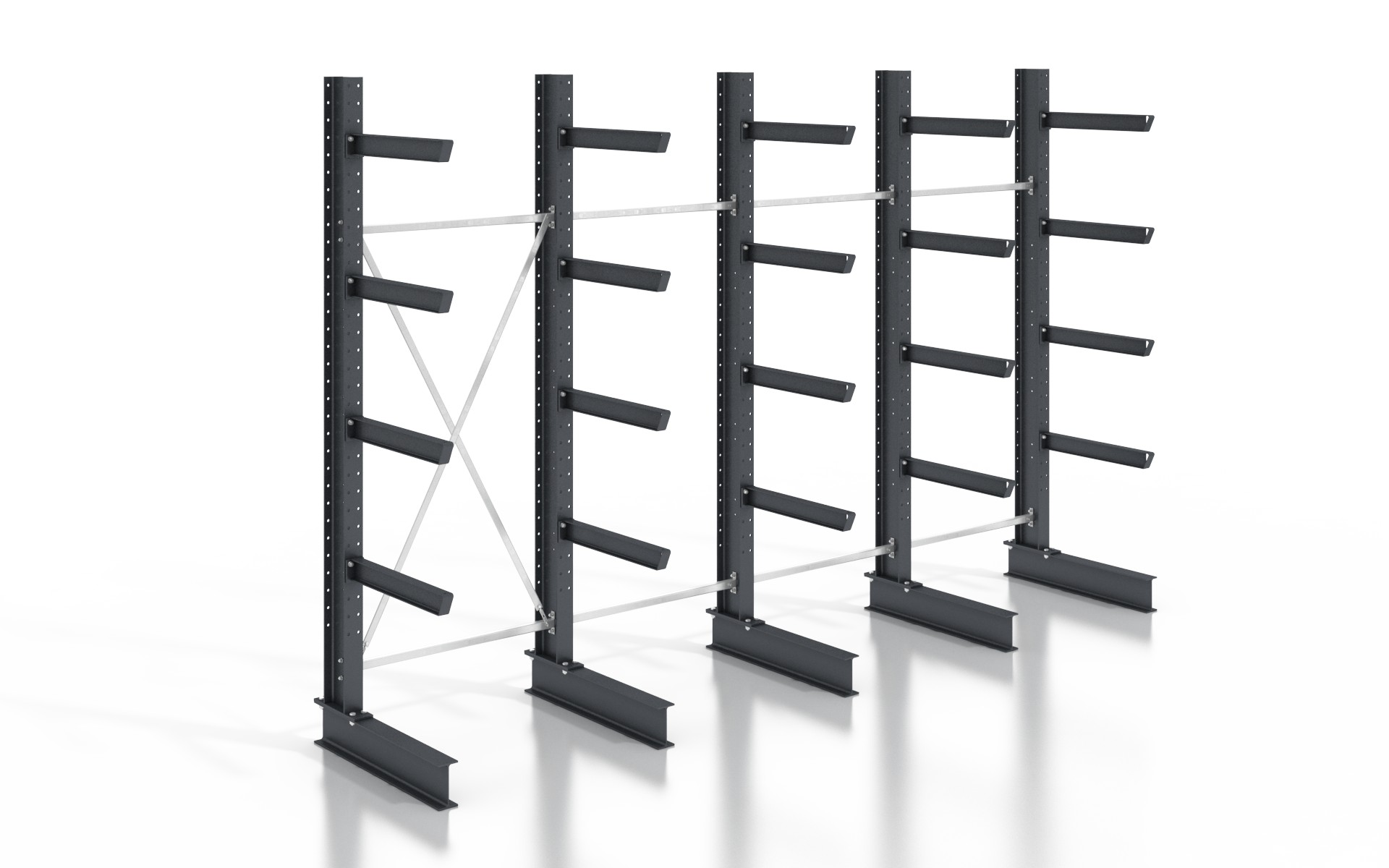 Kragarmregal einseitig 5,12 m – 315 cm | 80 cm Nutztiefe | 500 kg pro Arm | BLT